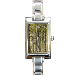 Bamboo Trees Background Rectangle Italian Charm Watch by Nexatart