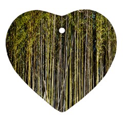 Bamboo Trees Background Heart Ornament (two Sides) by Nexatart