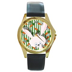 Easter Bunny  Round Gold Metal Watch by Valentinaart