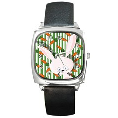 Easter Bunny  Square Metal Watch by Valentinaart