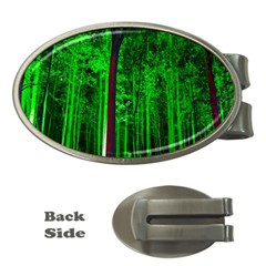 Spooky Forest With Illuminated Trees Money Clips (oval)  by Nexatart