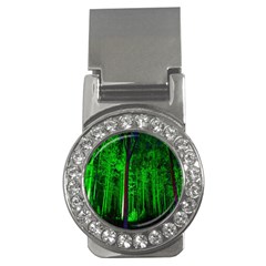 Spooky Forest With Illuminated Trees Money Clips (cz)  by Nexatart