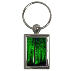 Spooky Forest With Illuminated Trees Key Chains (rectangle)  by Nexatart