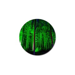 Spooky Forest With Illuminated Trees Golf Ball Marker by Nexatart