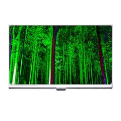 Spooky Forest With Illuminated Trees Business Card Holders by Nexatart