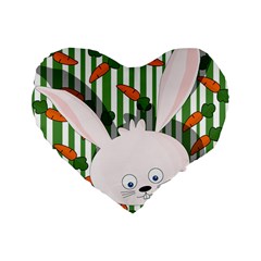 Easter Bunny  Standard 16  Premium Flano Heart Shape Cushions by Valentinaart