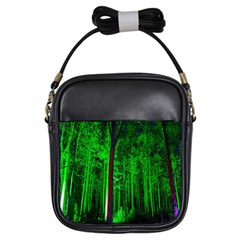 Spooky Forest With Illuminated Trees Girls Sling Bags by Nexatart