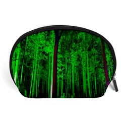 Spooky Forest With Illuminated Trees Accessory Pouches (large)  by Nexatart