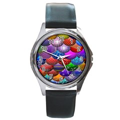 Fun Balls Pattern Colorful And Ornamental Balls Pattern Background Round Metal Watch by Nexatart