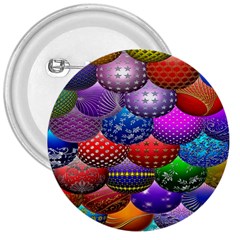 Fun Balls Pattern Colorful And Ornamental Balls Pattern Background 3  Buttons by Nexatart