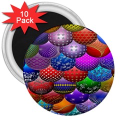 Fun Balls Pattern Colorful And Ornamental Balls Pattern Background 3  Magnets (10 Pack)  by Nexatart