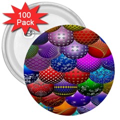 Fun Balls Pattern Colorful And Ornamental Balls Pattern Background 3  Buttons (100 Pack)  by Nexatart