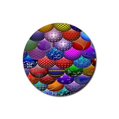 Fun Balls Pattern Colorful And Ornamental Balls Pattern Background Rubber Coaster (round)  by Nexatart