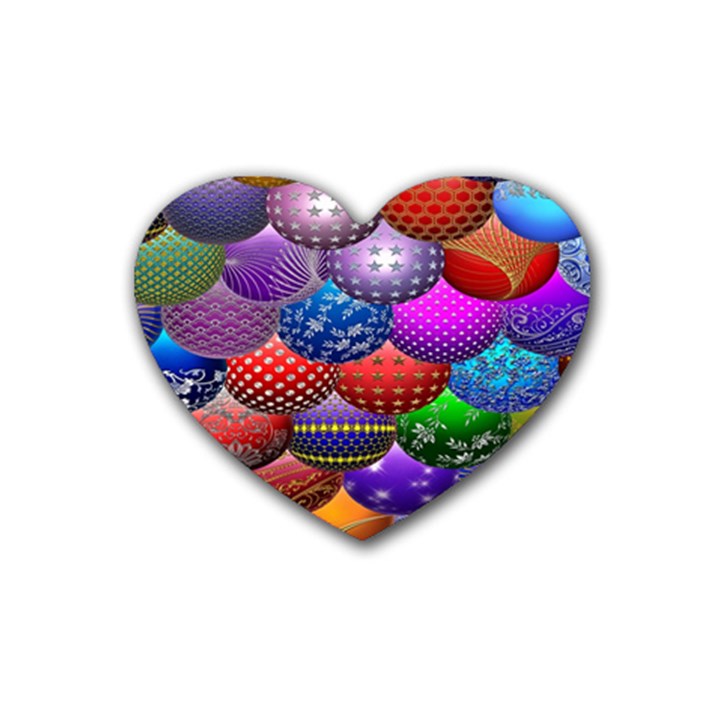 Fun Balls Pattern Colorful And Ornamental Balls Pattern Background Rubber Coaster (Heart) 