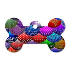 Fun Balls Pattern Colorful And Ornamental Balls Pattern Background Dog Tag Bone (two Sides) by Nexatart