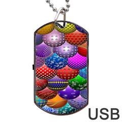 Fun Balls Pattern Colorful And Ornamental Balls Pattern Background Dog Tag Usb Flash (two Sides) by Nexatart