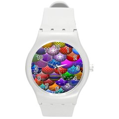 Fun Balls Pattern Colorful And Ornamental Balls Pattern Background Round Plastic Sport Watch (m) by Nexatart