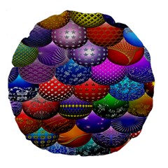 Fun Balls Pattern Colorful And Ornamental Balls Pattern Background Large 18  Premium Flano Round Cushions by Nexatart