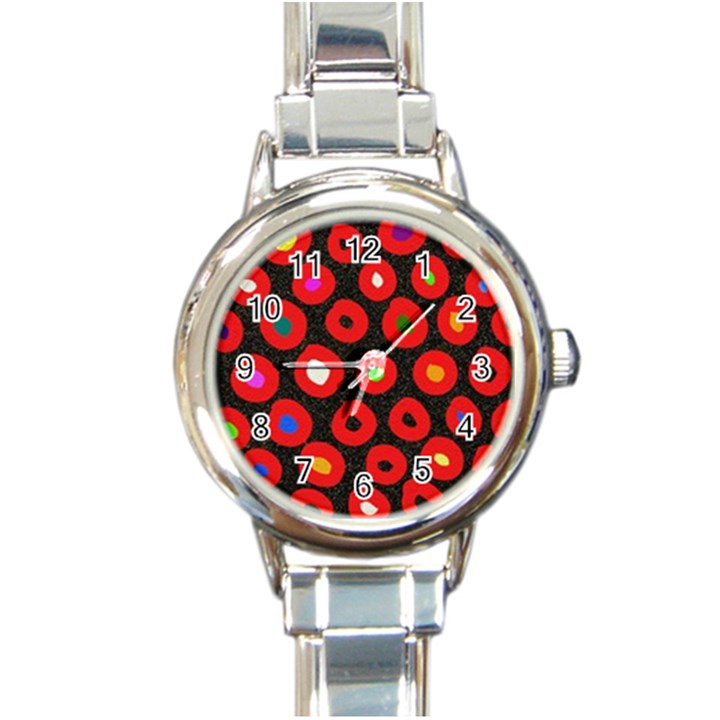 Polka Dot Texture Digitally Created Abstract Polka Dot Design Round Italian Charm Watch