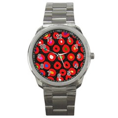 Polka Dot Texture Digitally Created Abstract Polka Dot Design Sport Metal Watch by Nexatart