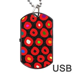 Polka Dot Texture Digitally Created Abstract Polka Dot Design Dog Tag Usb Flash (one Side) by Nexatart