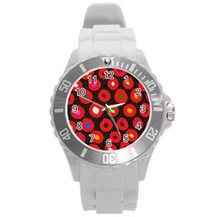 Polka Dot Texture Digitally Created Abstract Polka Dot Design Round Plastic Sport Watch (l) by Nexatart