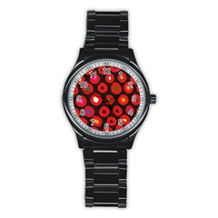 Polka Dot Texture Digitally Created Abstract Polka Dot Design Stainless Steel Round Watch by Nexatart