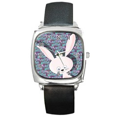 Easter Bunny  Square Metal Watch by Valentinaart