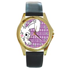 Easter Bunny  Round Gold Metal Watch by Valentinaart