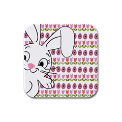 Easter Bunny  Rubber Square Coaster (4 Pack)  by Valentinaart