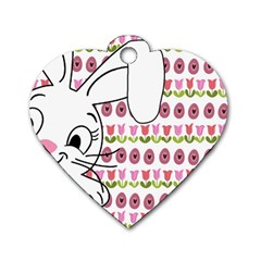 Easter Bunny  Dog Tag Heart (one Side) by Valentinaart