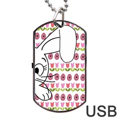 Easter Bunny  Dog Tag Usb Flash (two Sides) by Valentinaart