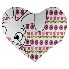 Easter Bunny  Large 19  Premium Flano Heart Shape Cushions