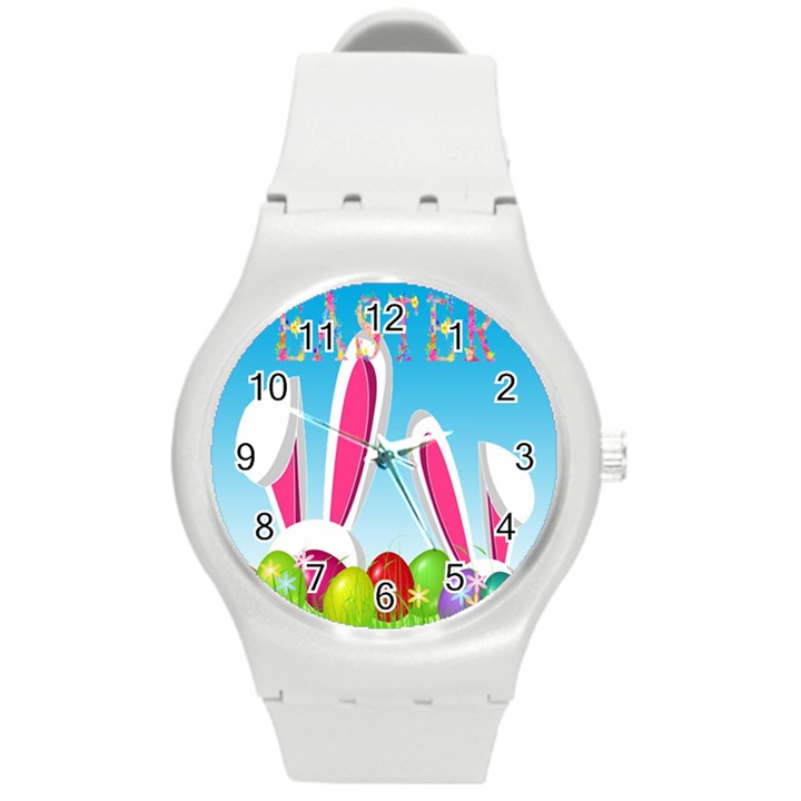 Easter bunny  Round Plastic Sport Watch (M)