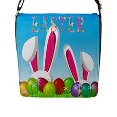 Easter Bunny  Flap Messenger Bag (l)  by Valentinaart