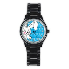 Easter Bunny  Stainless Steel Round Watch by Valentinaart