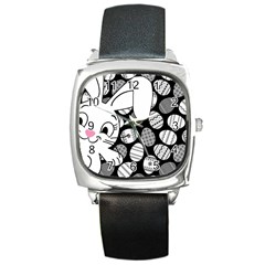 Easter Bunny  Square Metal Watch by Valentinaart