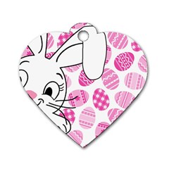 Easter Bunny  Dog Tag Heart (two Sides) by Valentinaart