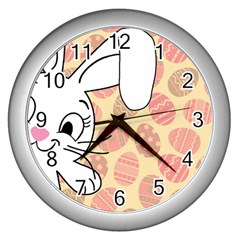 Easter Bunny  Wall Clocks (silver)  by Valentinaart