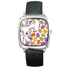 Easter bunny  Square Metal Watch