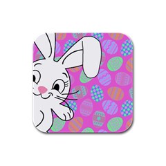 Easter Bunny  Rubber Square Coaster (4 Pack)  by Valentinaart