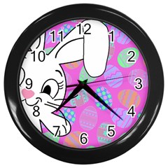 Easter Bunny  Wall Clocks (black) by Valentinaart