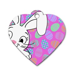 Easter Bunny  Dog Tag Heart (one Side) by Valentinaart