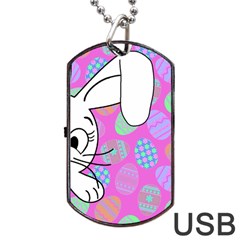 Easter Bunny  Dog Tag Usb Flash (two Sides) by Valentinaart