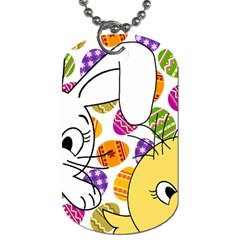 Easter Bunny And Chick  Dog Tag (one Side) by Valentinaart