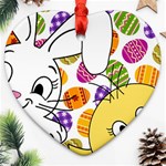 Easter bunny and chick  Heart Ornament (Two Sides) Back