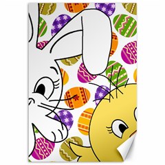 Easter Bunny And Chick  Canvas 12  X 18   by Valentinaart