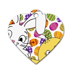 Easter bunny and chick  Dog Tag Heart (Two Sides) Front