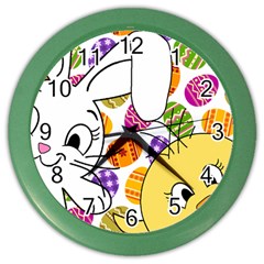 Easter Bunny And Chick  Color Wall Clocks by Valentinaart