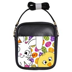 Easter Bunny And Chick  Girls Sling Bags by Valentinaart